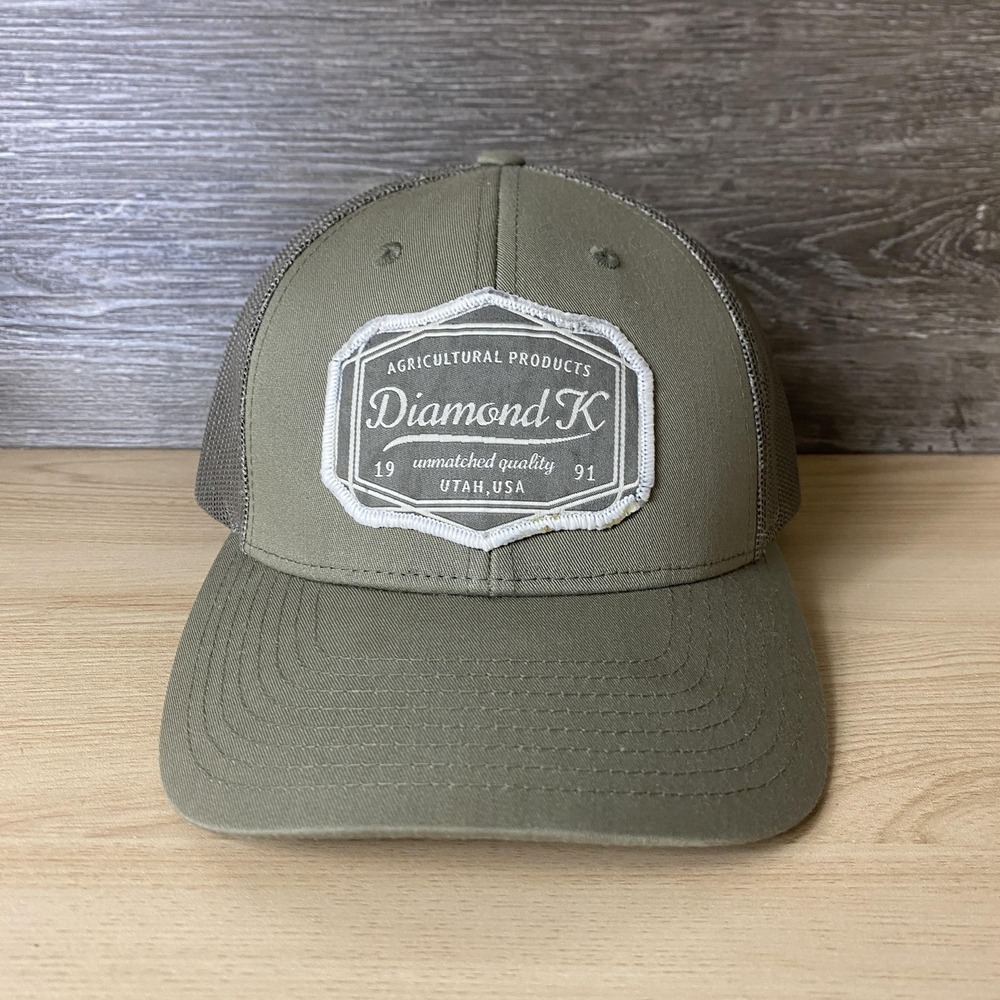 Diamond K Hat Cap Snap Back Green Mesh Trucker Patch Agricultural Mens Utah USA